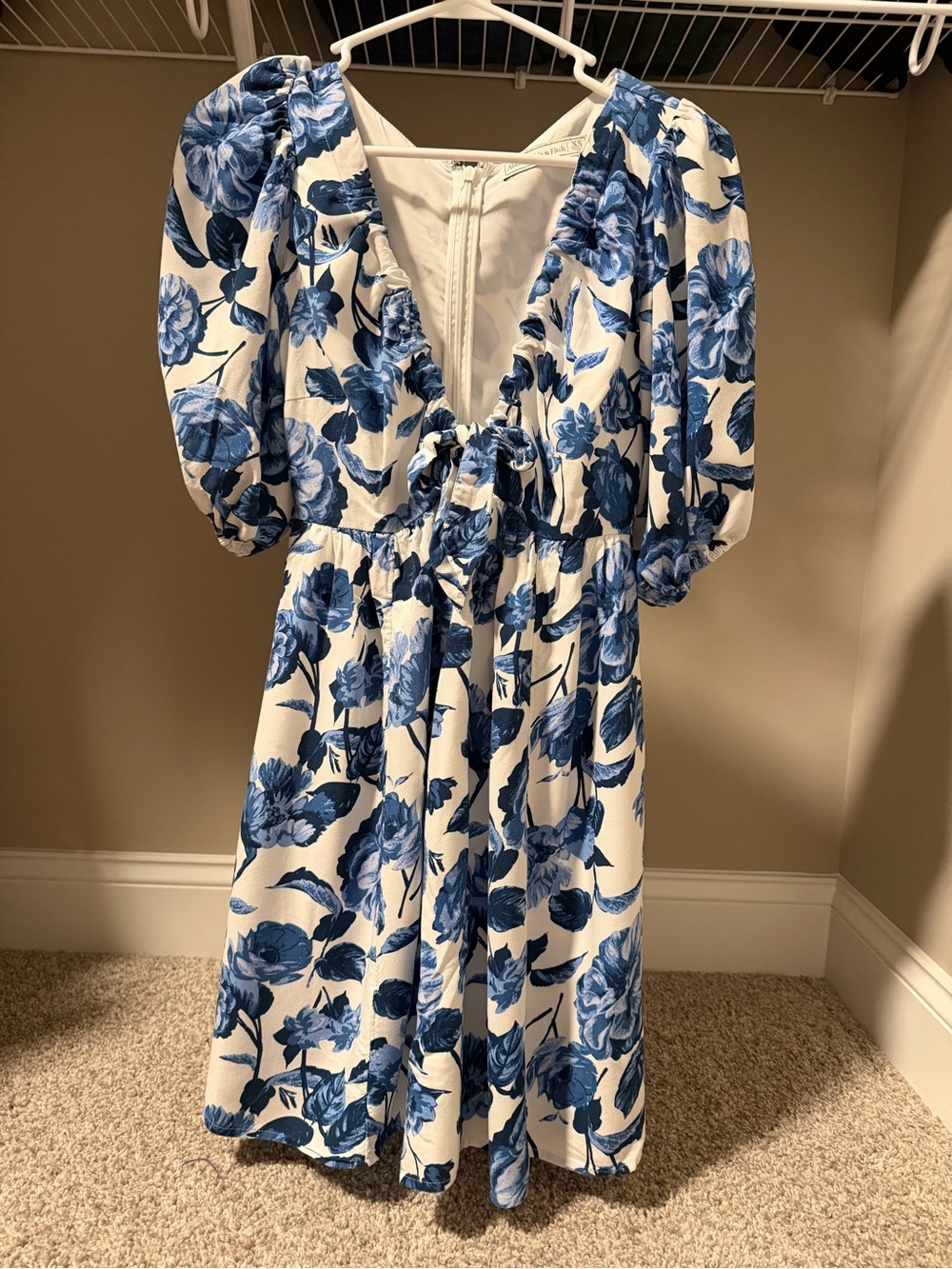 Abercrombie & Fitch White Dress with Blue Floral Print